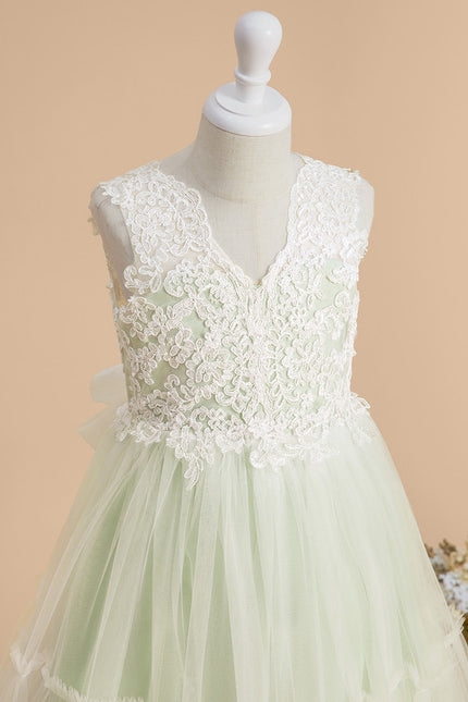 Robe Dentelle Fille Tulle Vert - gallery 5