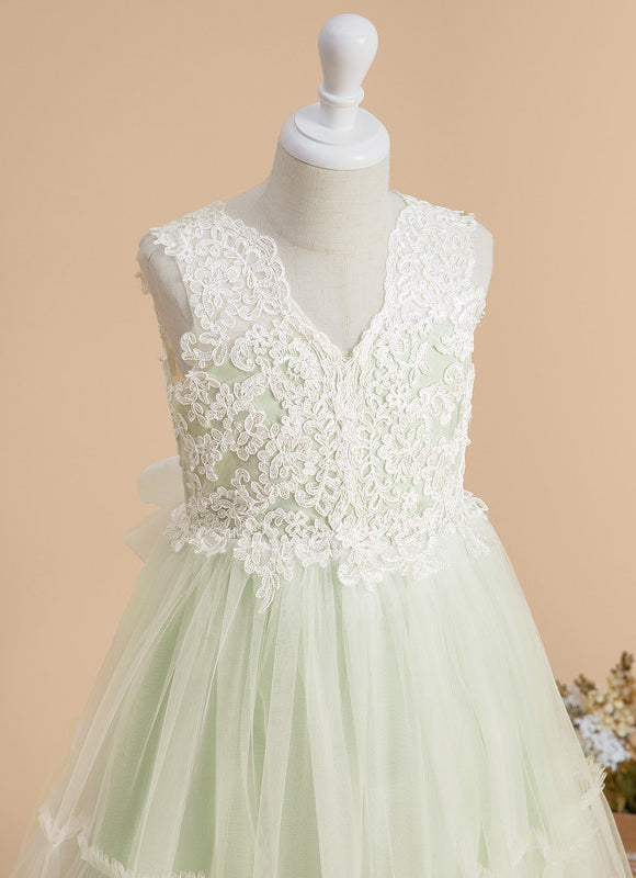 Robe Dentelle Fille Tulle Vert - gallery 5