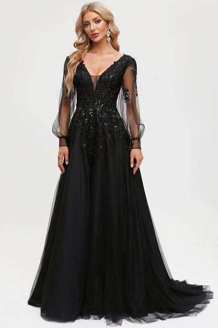 Robe Dentelle De Soirée Scintillante - gallery 5
