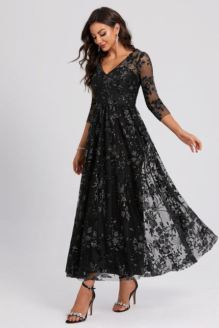 Robe Dentelle Étoilée Noire - gallery 2