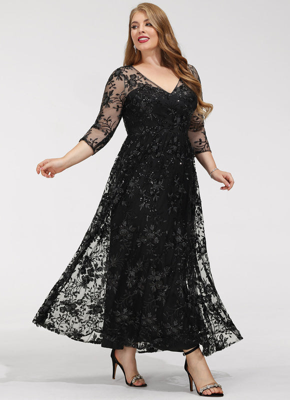 Robe Dentelle Étoilée Noire - gallery 8