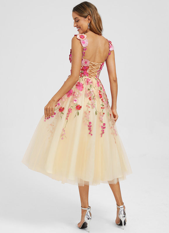Robe Dentelle Florale Éclatante - gallery 6