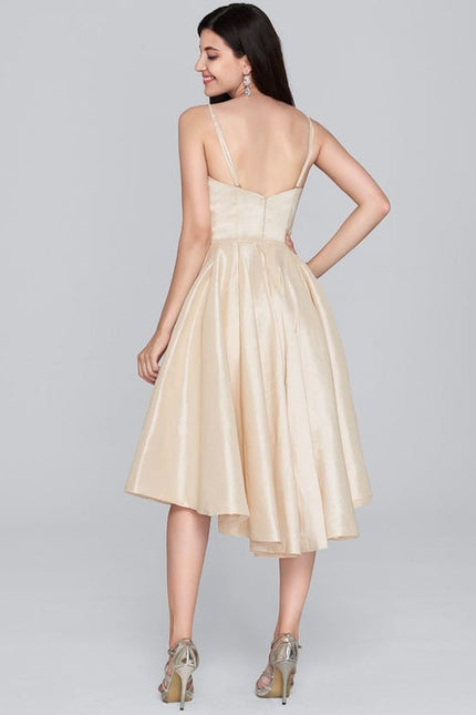 Robe Dentelle Satinée Dorée - gallery 5