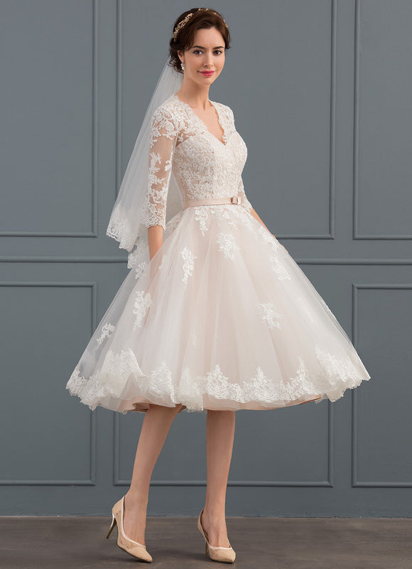 Robe Dentelle Tulle Écrue - gallery 1