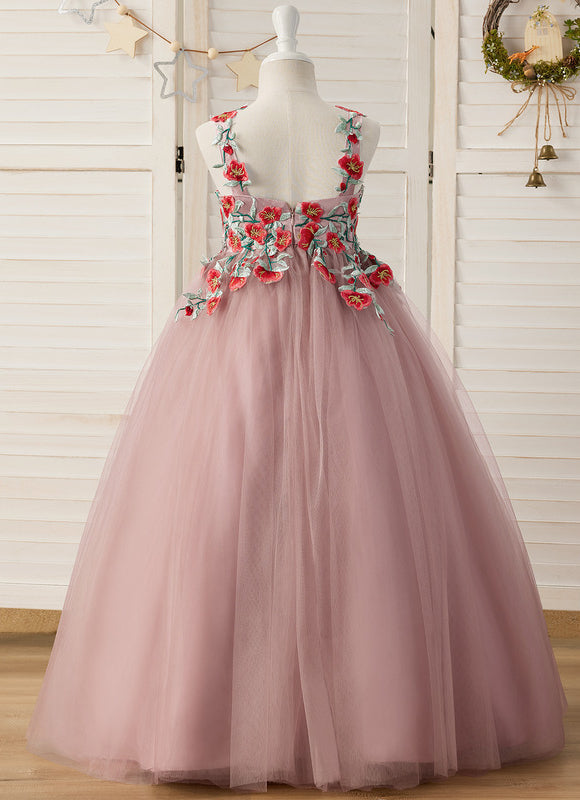 Robe Dentelle Tulle Rose Fleuri - gallery 8