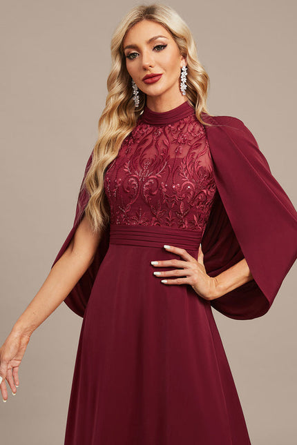 Robe Dentelle Soirée Col Haut - gallery 1