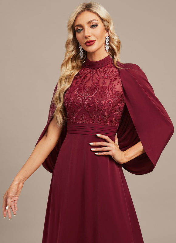 Robe Dentelle Soirée Col Haut - gallery 1