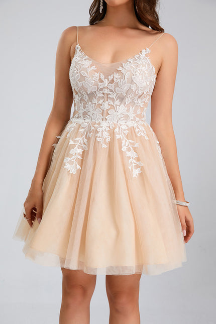 Robe Dentelle Courte Tulle Floral - gallery 1