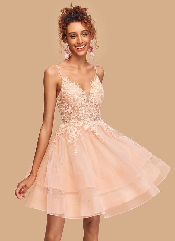 Robe Dentelle Courte Tulle Floral