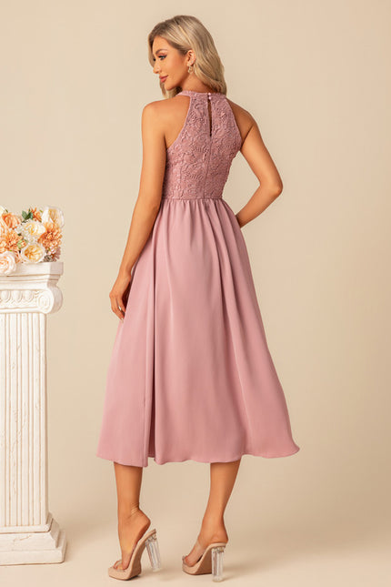 Robe Dentelle Midi Rose Chic - gallery 3
