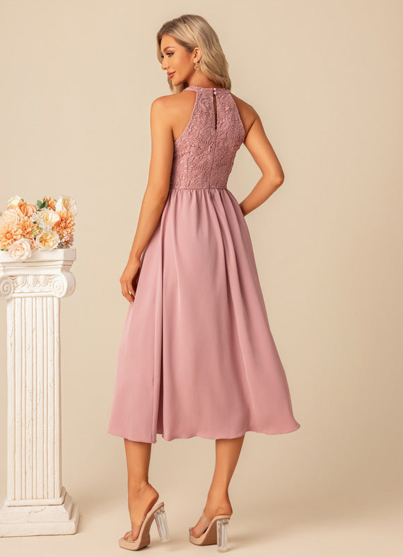Robe Dentelle Midi Rose Chic - gallery 3