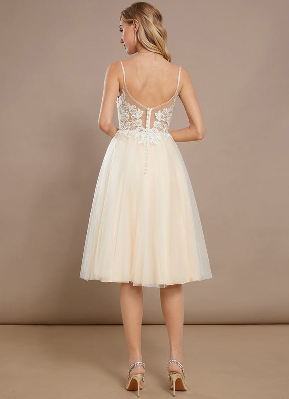 Robe Dentelle Tulle Paillettes Ivoire - gallery 4