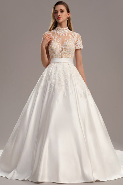 Robe Dentelle Nuptiale Satinée Élégante - gallery 3