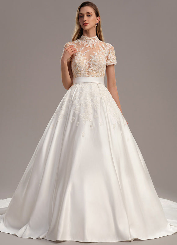 Robe Dentelle Nuptiale Satinée Élégante - gallery 3