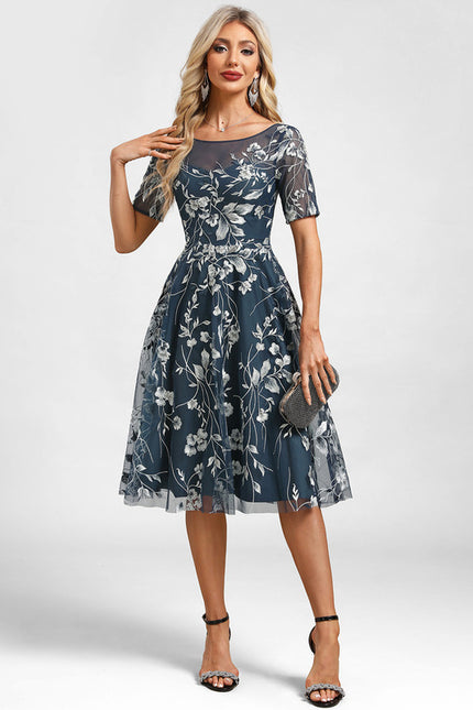 Robe Dentelle Florale Marine - gallery 1