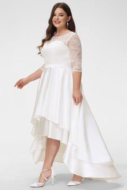 Robe Dentelle Asymétrique Satinée - gallery 6