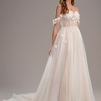 Robe Dentelle Nuptiale Florale Satinée