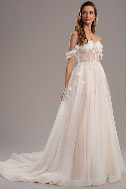 Robe Dentelle Nuptiale Florale Satinée