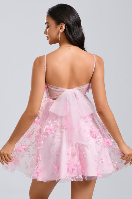 Robe Dentelle Mini Fleurie Transparente - gallery 5