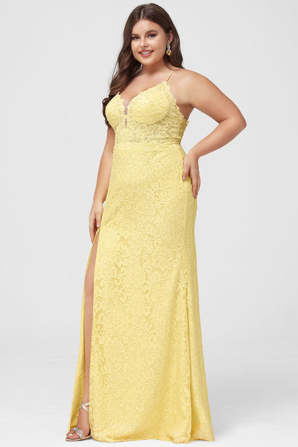 Robe Dentelle Dentelle Jaune - gallery 6