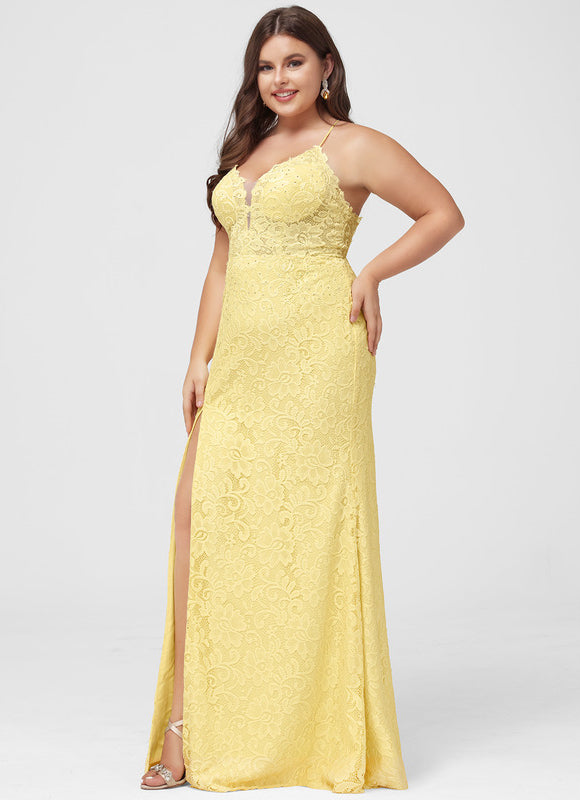 Robe Dentelle Dentelle Jaune - gallery 6