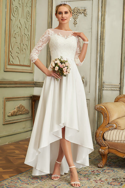 Robe Dentelle Asymétrique Satinée - gallery 4