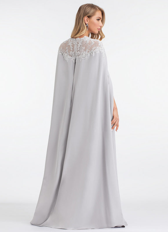 Robe Dentelle Grise Capée - gallery 3
