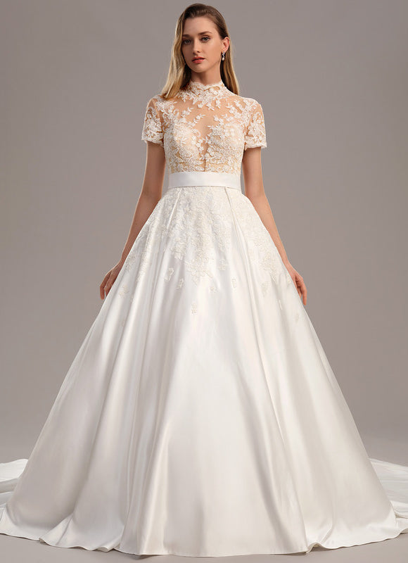 Robe Dentelle Nuptiale Satinée Élégante - gallery 1