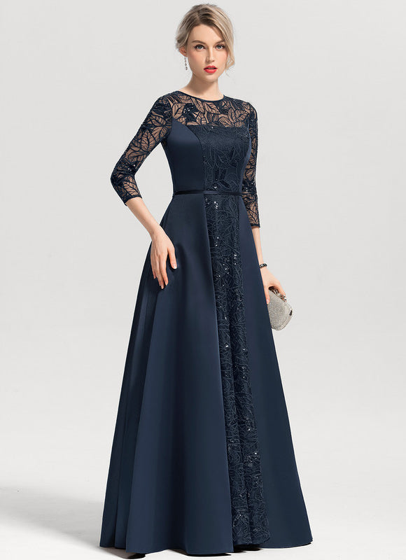 Robe Dentelle Satin Étoilé - gallery 1