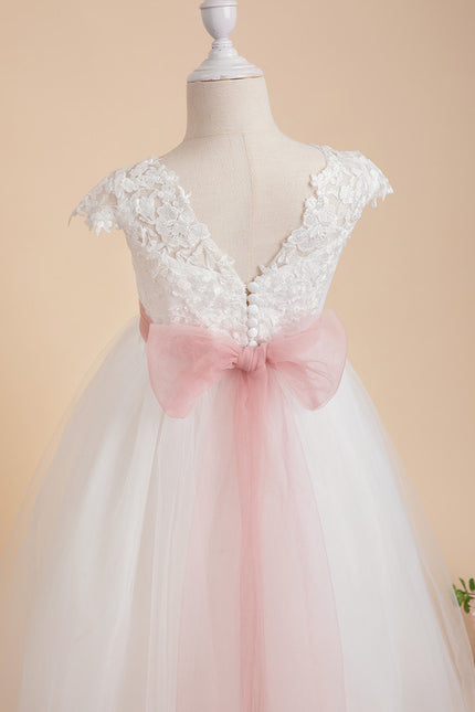 Robe Dentelle Enfant Satinée - gallery 3