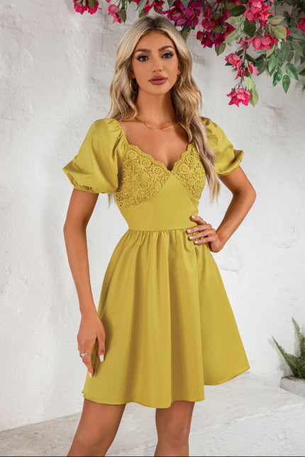 Robe En Dentelle Jaune - gallery 5