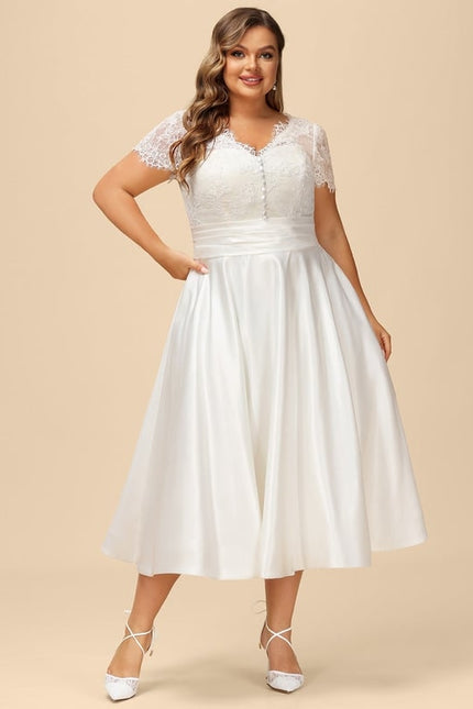 Robe Dentelle Satinée Écrue - gallery 6