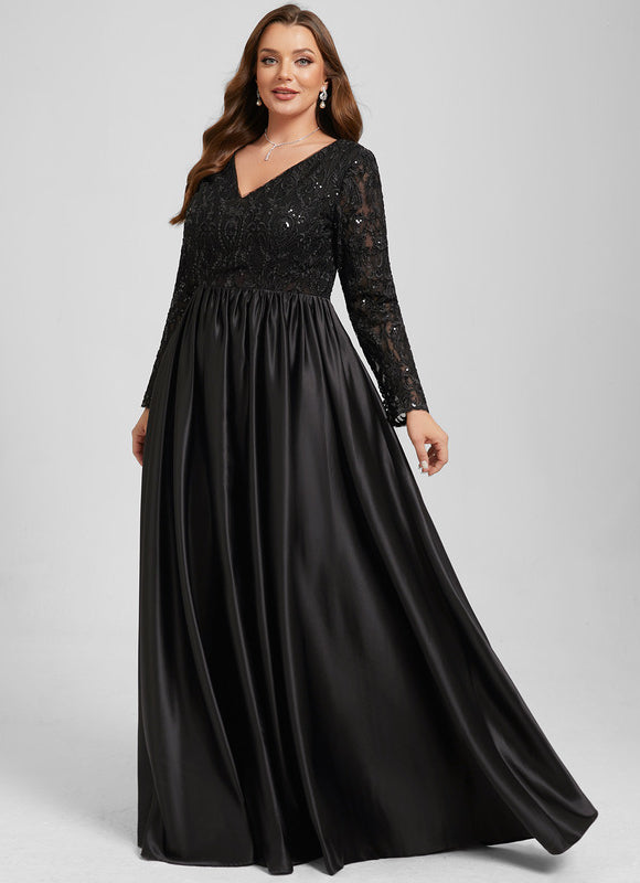 Robe Dentelle Noire Satinée - gallery 7