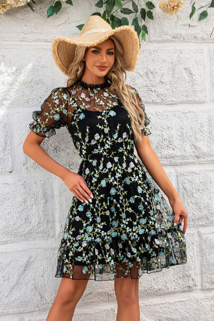 Robe Noir Transparente Dentelle - gallery 3