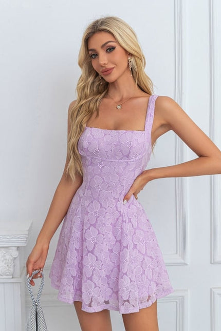 Robe Trapeze En Dentelle - gallery 1