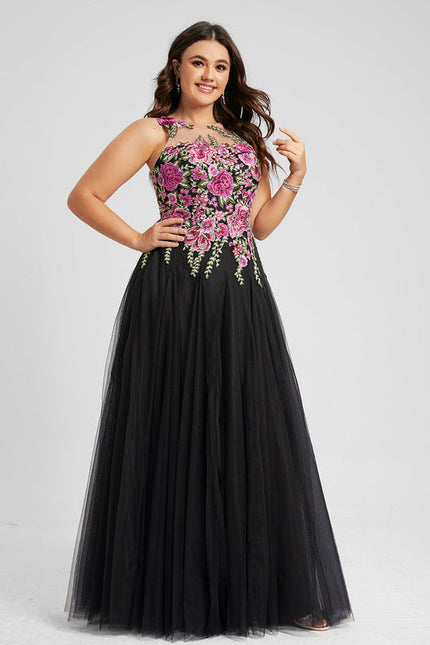 Robe Dentelle Tulle Noir Floral - gallery 7