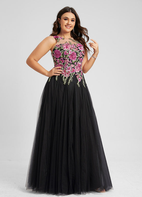 Robe Dentelle Tulle Noir Floral - gallery 7