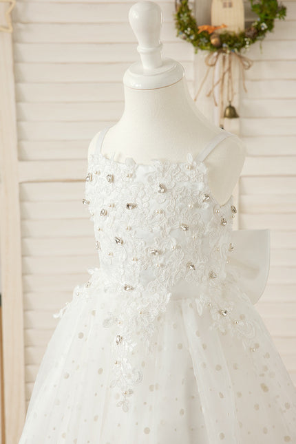Robe Dentelle Enfant Nuptiale Perlée - gallery 3
