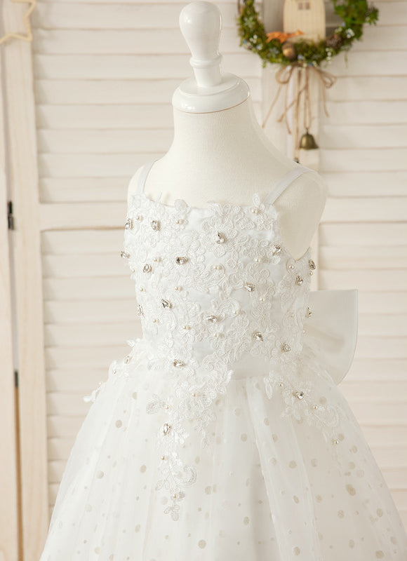 Robe Dentelle Enfant Nuptiale Perlée - gallery 3