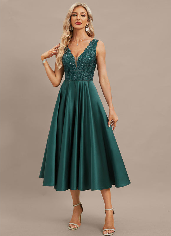 Robe Dentelle Satinée Élégante - gallery 4