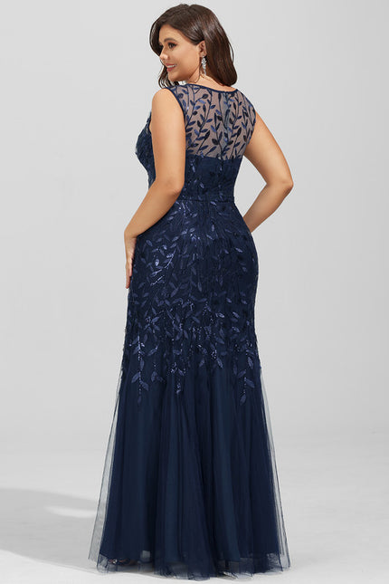 Robe Dentelle Marine Pailletée - gallery 7