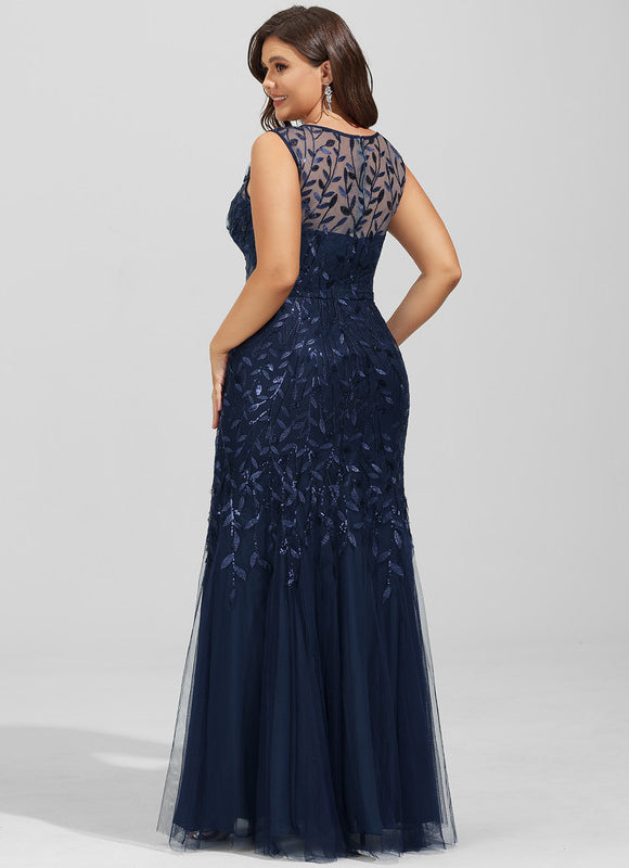 Robe Dentelle Marine Pailletée - gallery 7