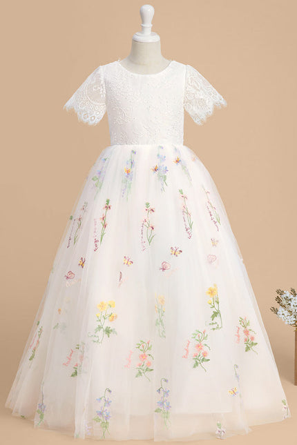 Robe Dentelle Tulle Marine Fleurie