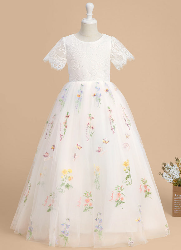 Robe Dentelle Tulle Marine Fleurie