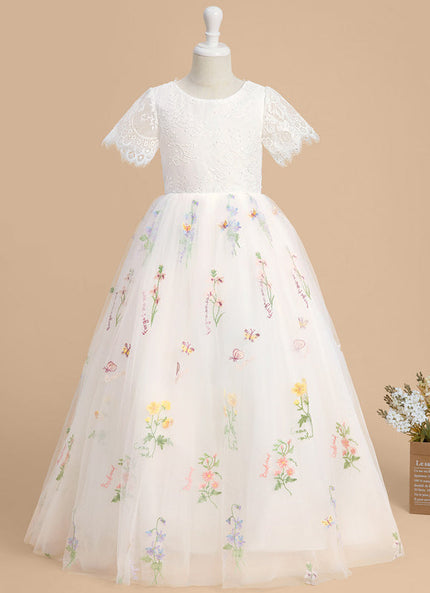 Robe Dentelle Tulle Marine Fleurie