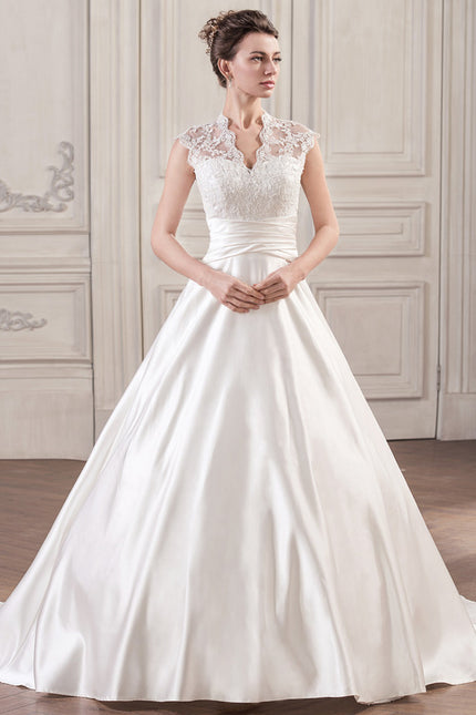 Robe Dentelle Satinée Traîne - gallery 1