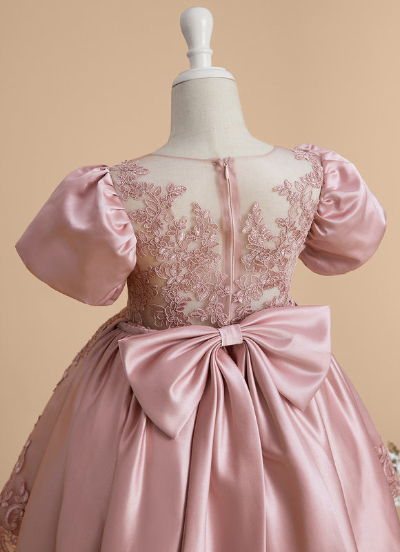 Robe Dentelle Satin Rose Élégante - gallery 9