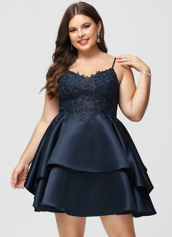 Robe Dentelle Satin À Volants - gallery 9