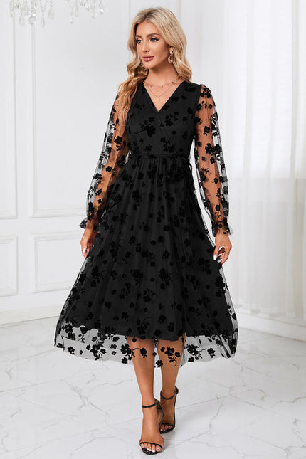 Robe Dentelle Tulle Floral Élégante - gallery 2