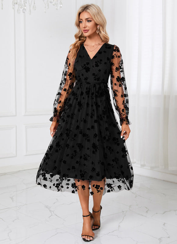 Robe Dentelle Tulle Floral Élégante - gallery 2